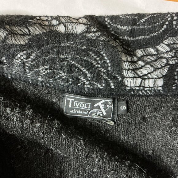 Tivoli Ireland Wool Mohair Floral Lace Ruffle Long Cardigan Sweater Jacket S - Picture 6 of 7